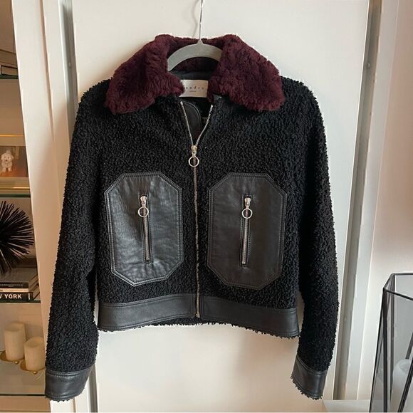 Sandro Verity Mixed Media Jacket - Picture 3 of 8